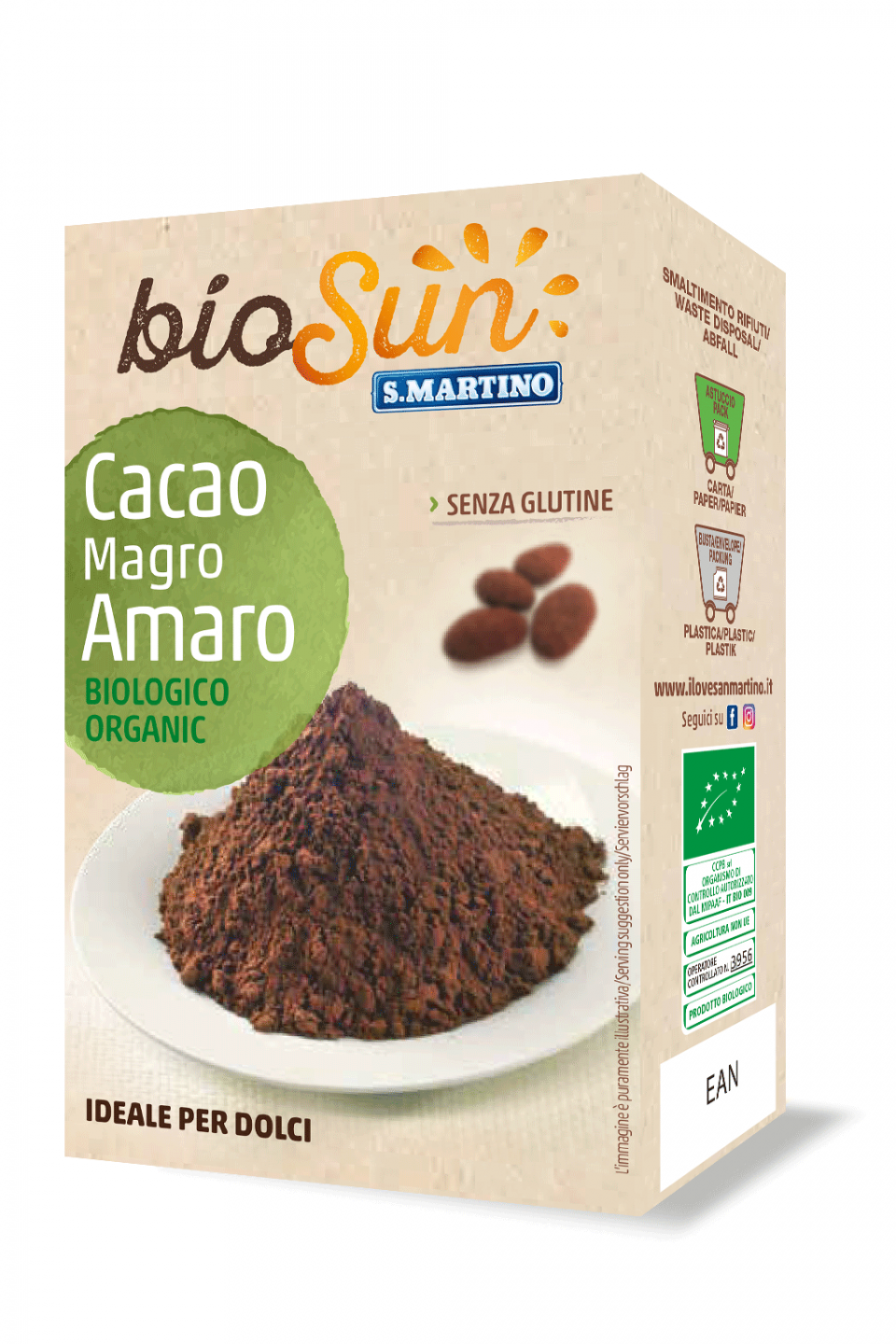 BIOSUN Cacao magro Amaro Biologico 75g