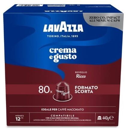 Lavazza 80 Capsule Crema e Gusto Ricco Compatibili Nespresso int 12 Alluminio