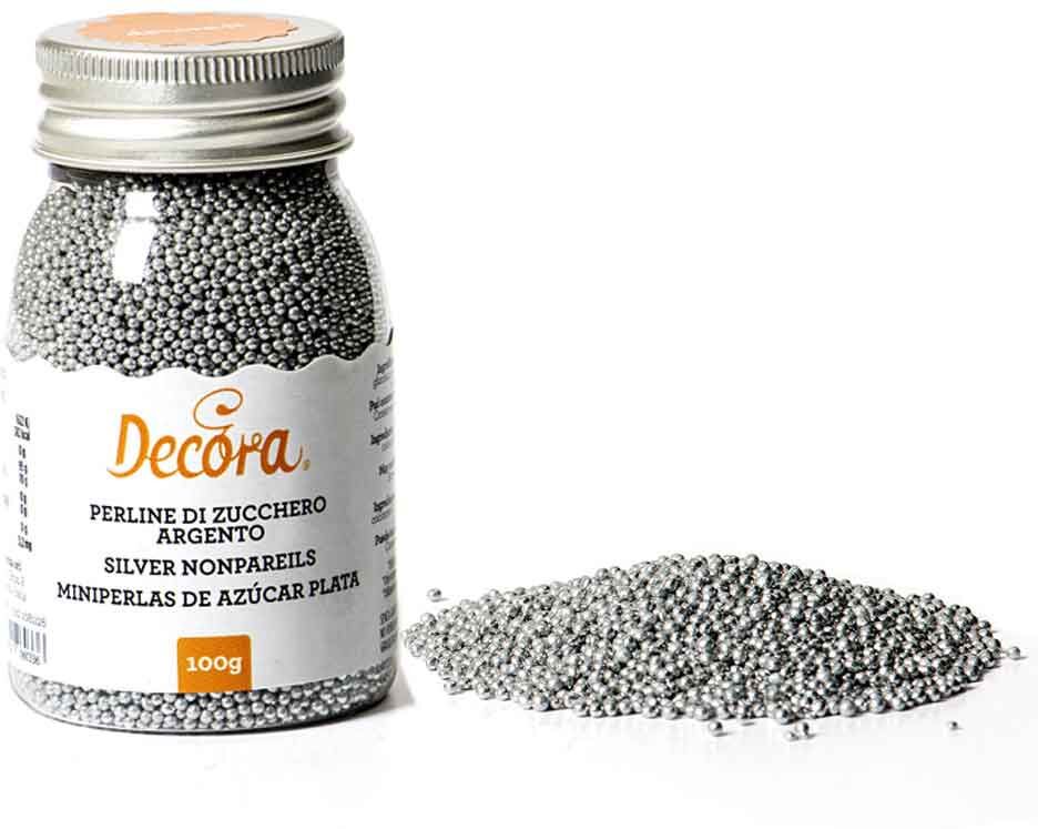 Perline Di Zucchero Color Argento Per Decorazione 100 G Decora