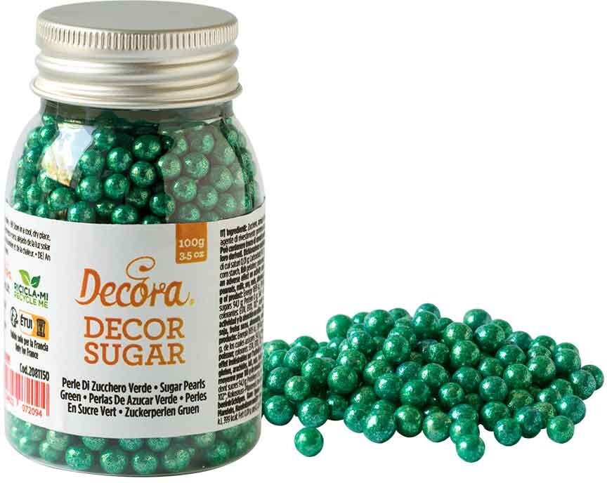 Perle Di Zucchero Color Verde Per Decorazione 100 G Decora