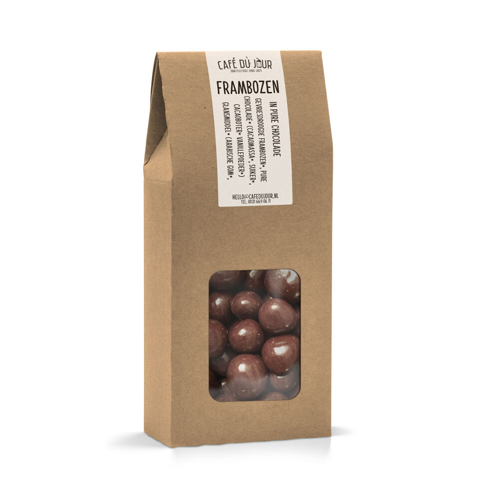 CafÃ© du  Jour Frambozen in pure chocolade 250 gram