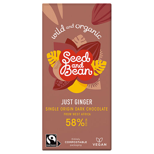 Seed & Bean 58% Chocolate Bar with Ginger - 1 Bar - 85 Gram