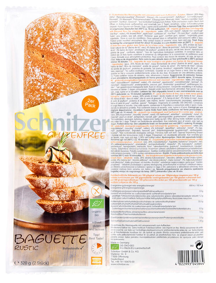 Schnitzer Baguette rustic Ø gl. fri - 320 g