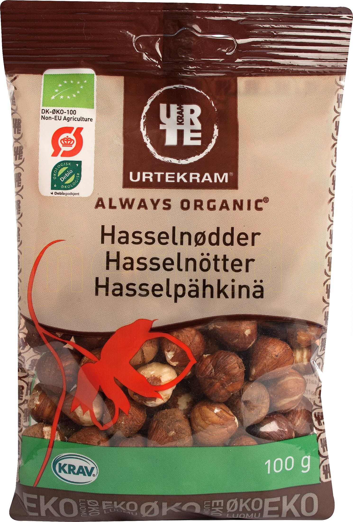 Urtekram Hasselnøtter, Økologisk - 100 g
