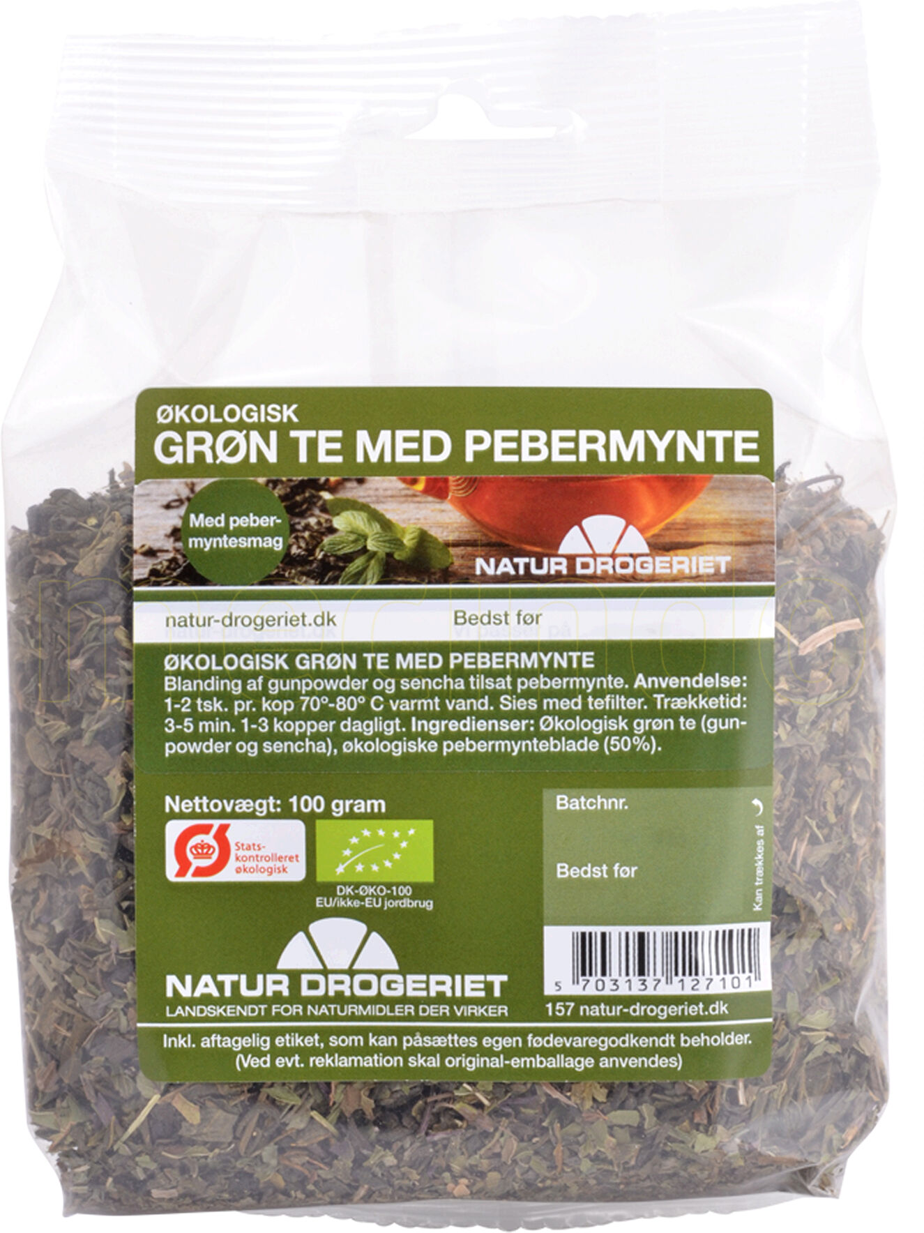 Natur Drogeriet Natur-Drogeriet Grøn Te M. Pebermynte Ø - 100 g