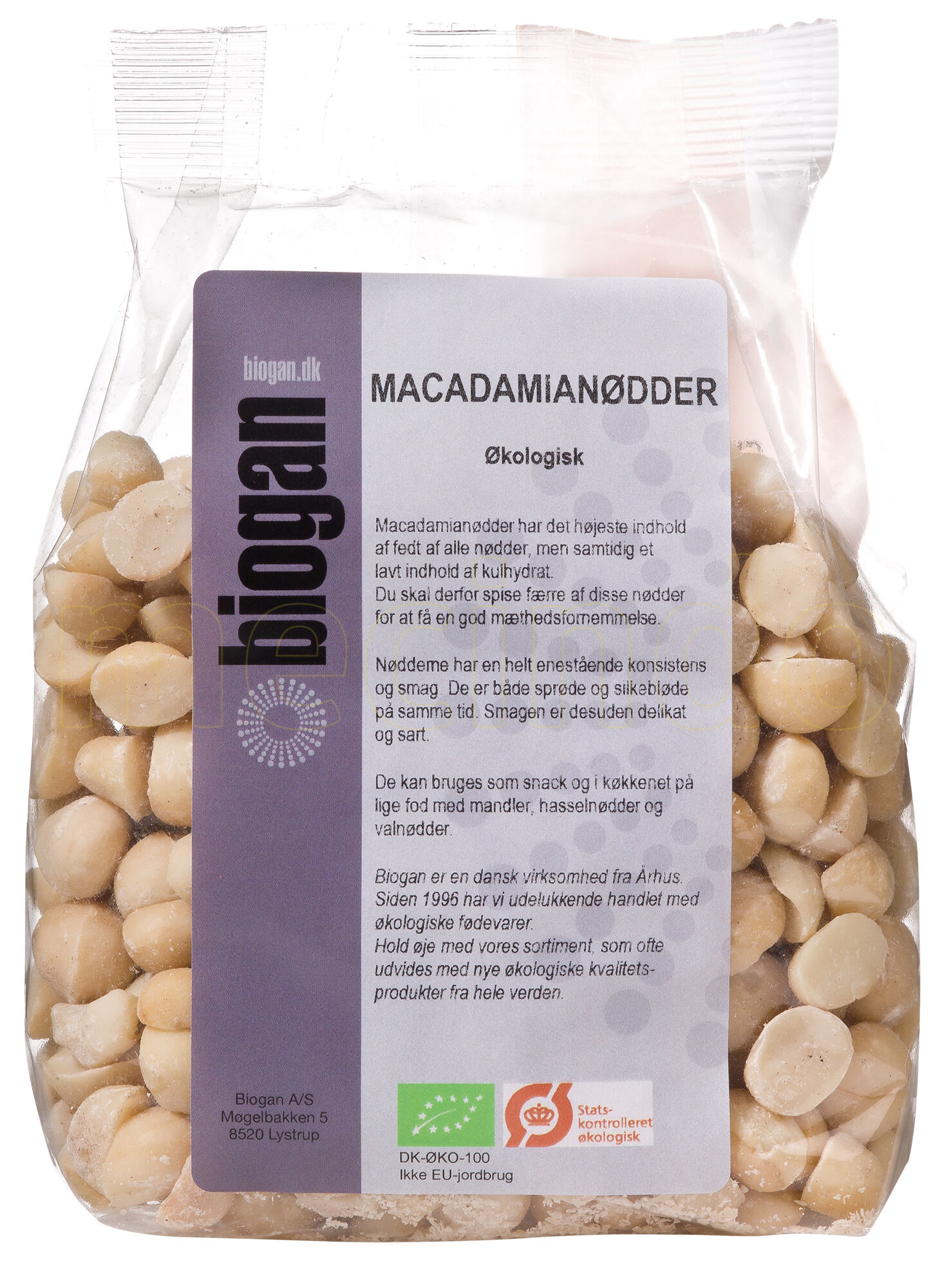 Biogan Macadamianøtter rå Ø - 400 g
