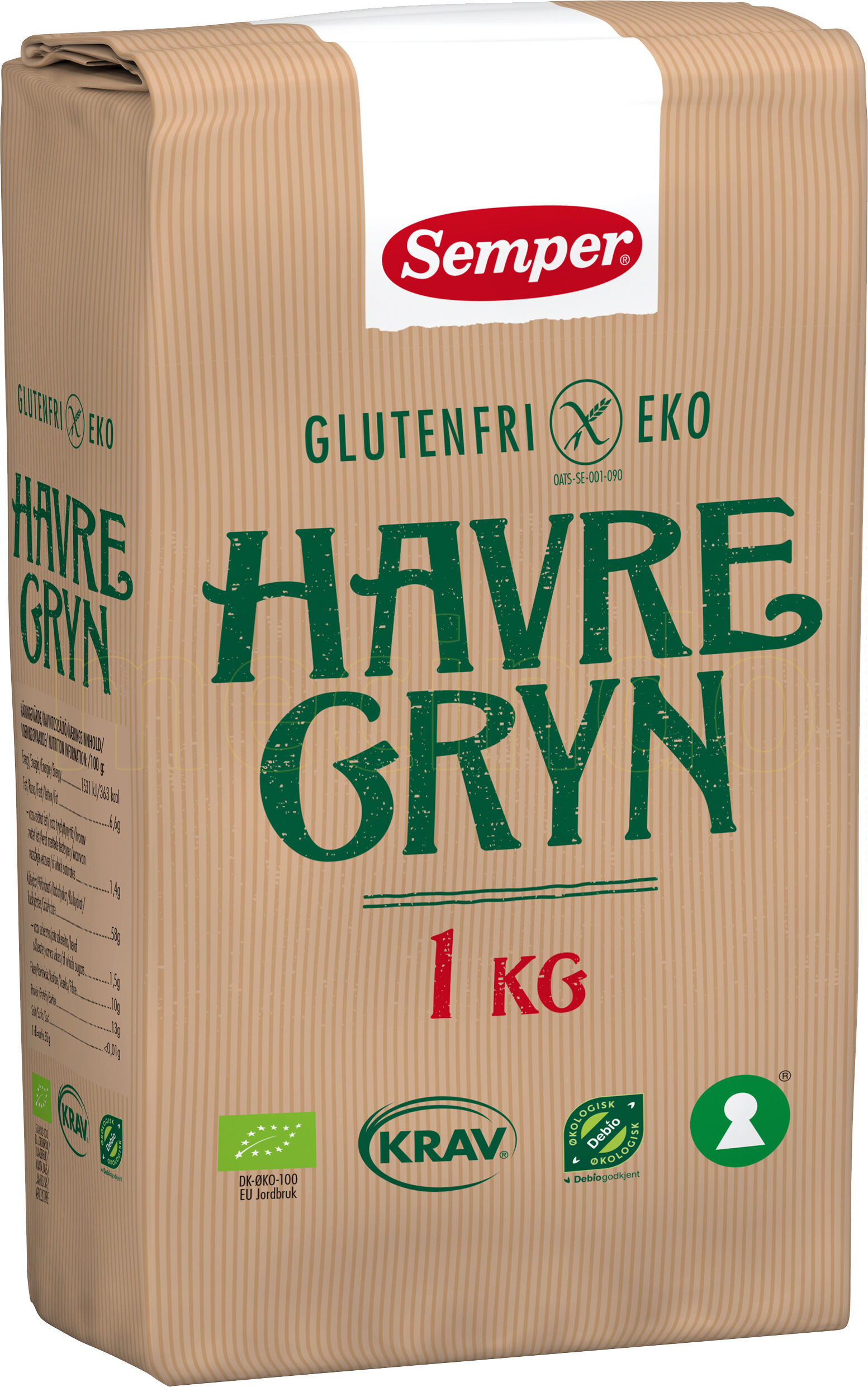 Semper Havregryn glutenfri fin - 1 Kg