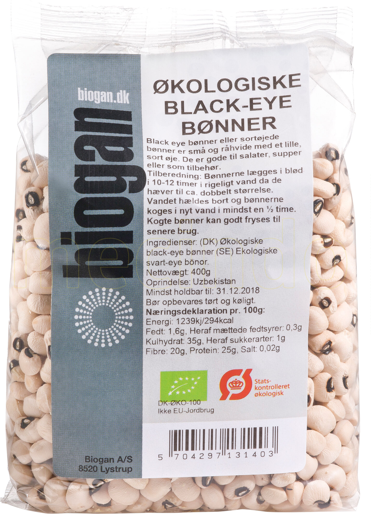 Biogan Økologiske Black-Eye Bønner - 400 g