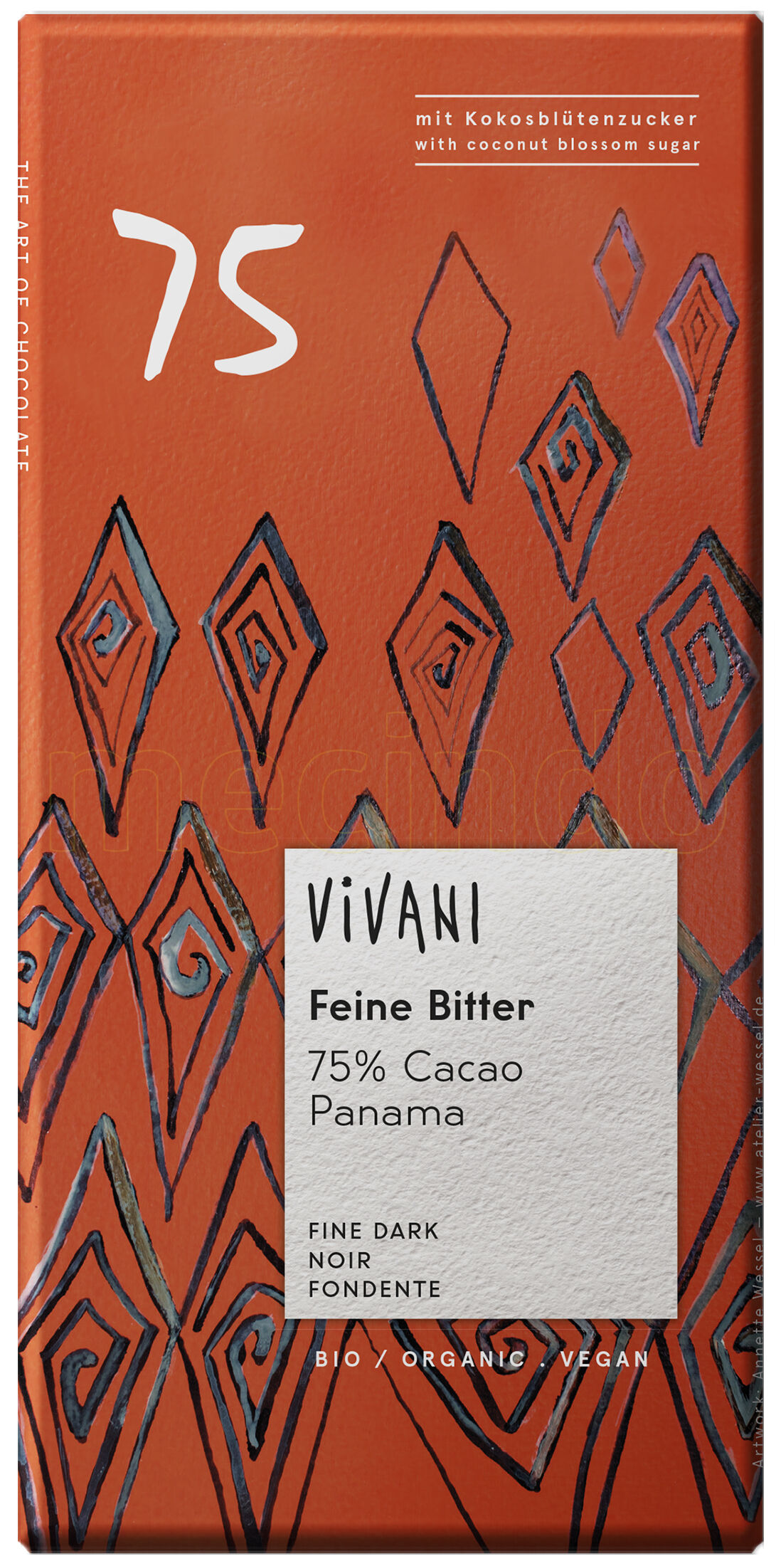 Vivani Panama Chokolade Mørk 75% Ø - 80 g