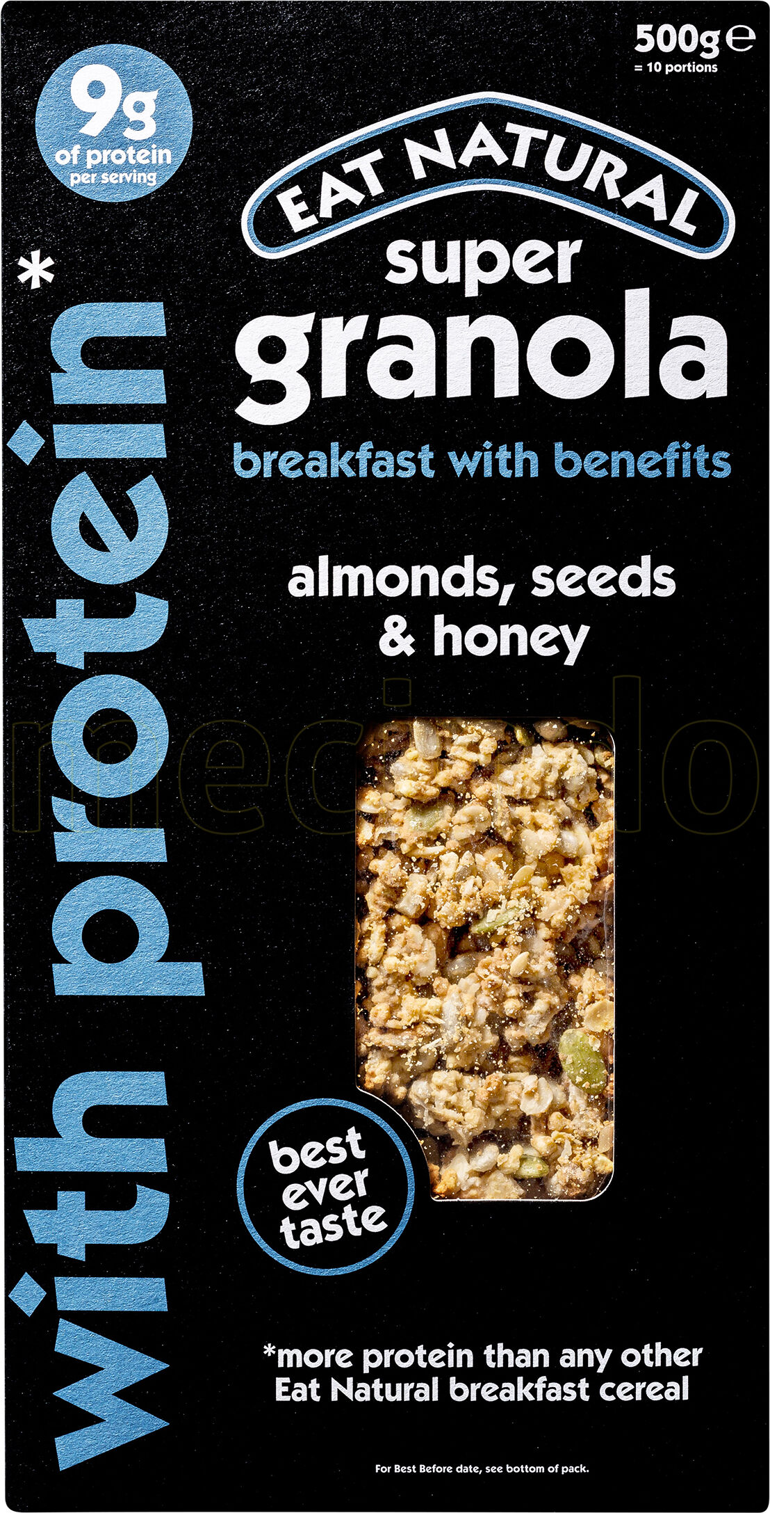 Eat Natural Super Granola m. mandler, frø og honning m. protein - 500 g