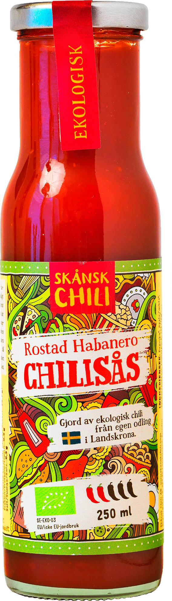 Geo Organics Skånsk Chili Rostad Habanero Hot Saus Ø - 250 ml