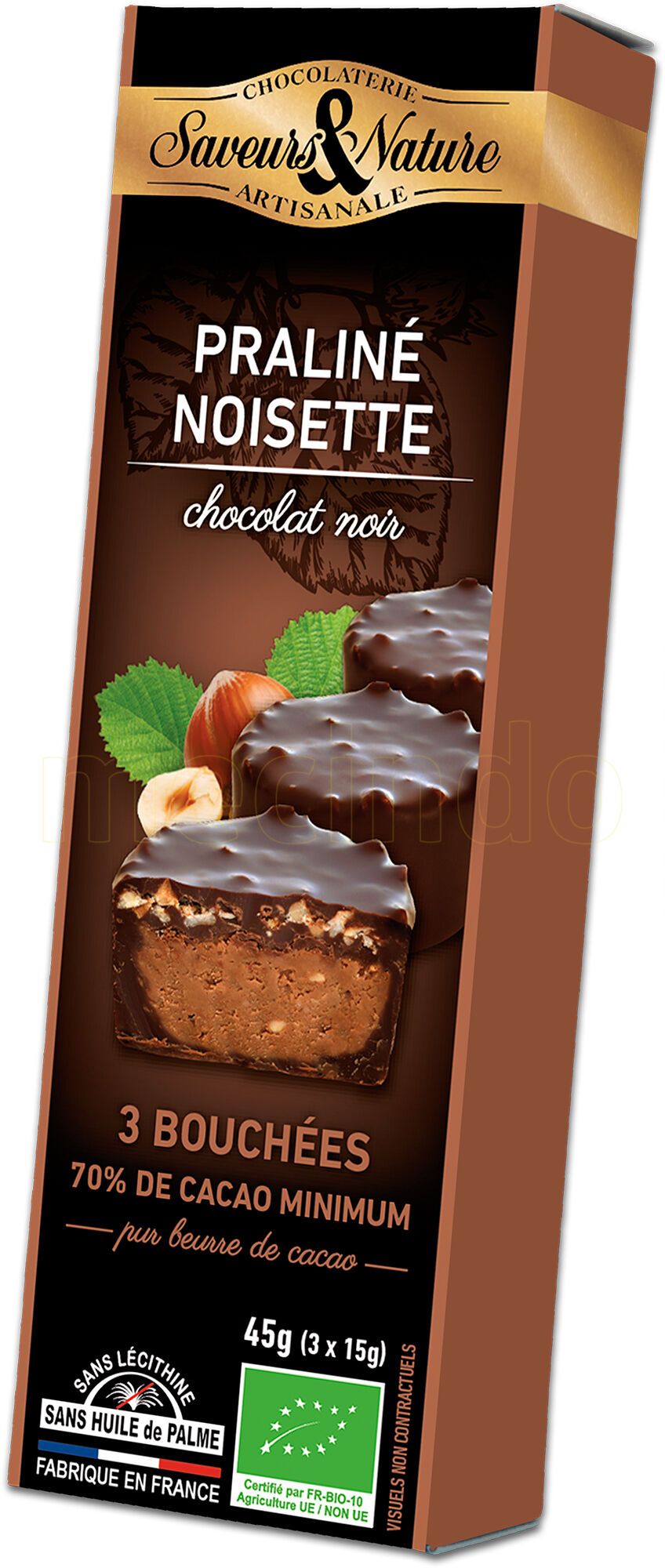 Saveurs & Nature Minitærte Hasselnød & Mørk Ø Chokolade 70 % - 3 Stk - 45 g
