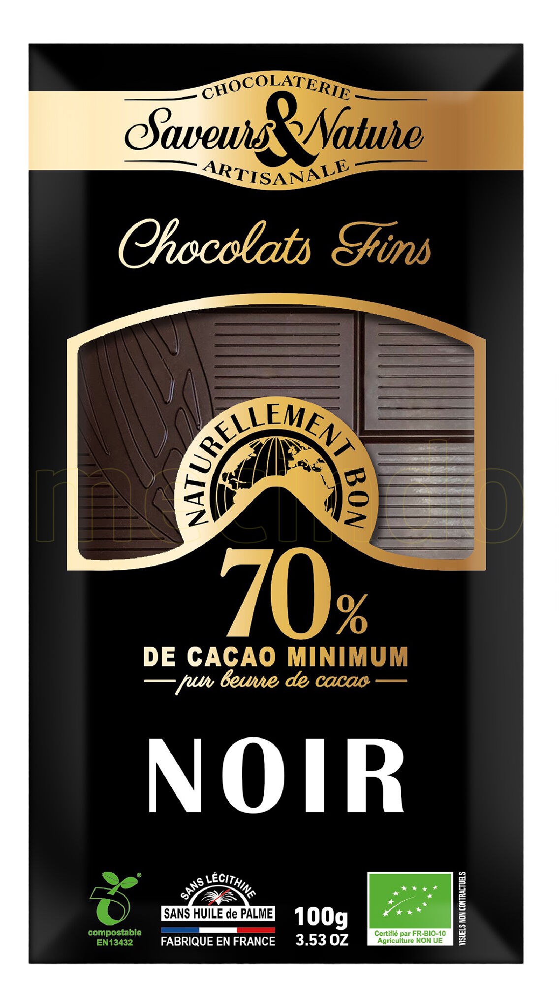 Saveurs & Nature Chokolade 70% Mørk Ø - 100 g