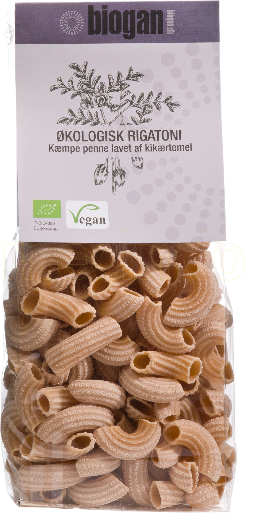 Biogan Rigatoni M. Kikærtemel Ø - 250 g