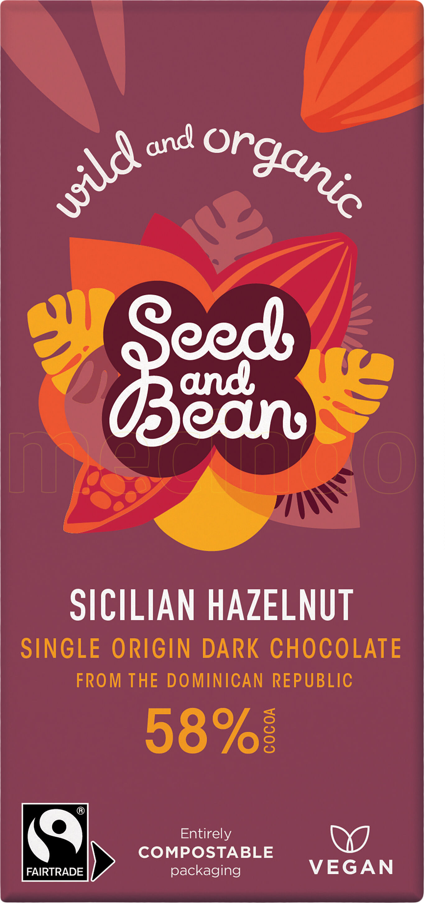 Seed & Bean Fine Dark Chocolate 58% Sicilian Hazelnut Ø - 1 Bar - 85 Gram