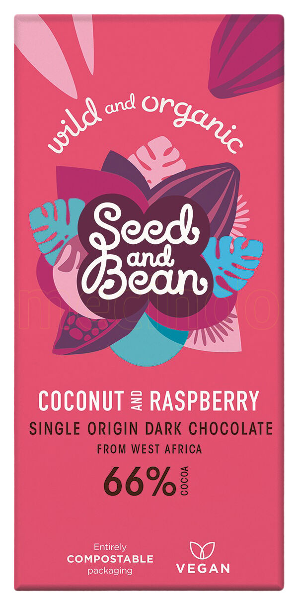 Seed & Bean 66% Chocolate Bar with Coconut & Raspberry - 1 Bar - 85 Gram