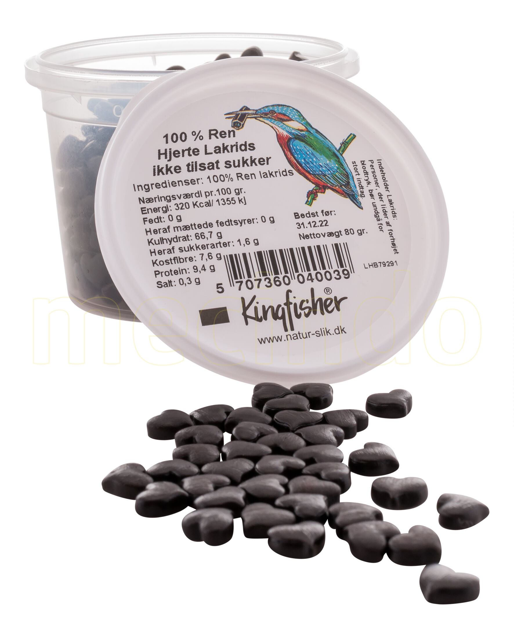 Kingfisher 100% Ren hjerte lakrids - 80 g