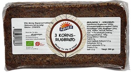 Rømer Rugbrød Farmer 3-korn Ø - 500 g