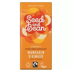 Seed and Bean Mørk sjokolade 72% m.mandarin & ginger Ø - 85 gr
