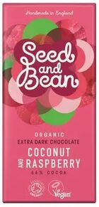 Seed and Bean Mørk sjokolade m. coconut & rasberry Ø - 85 gr