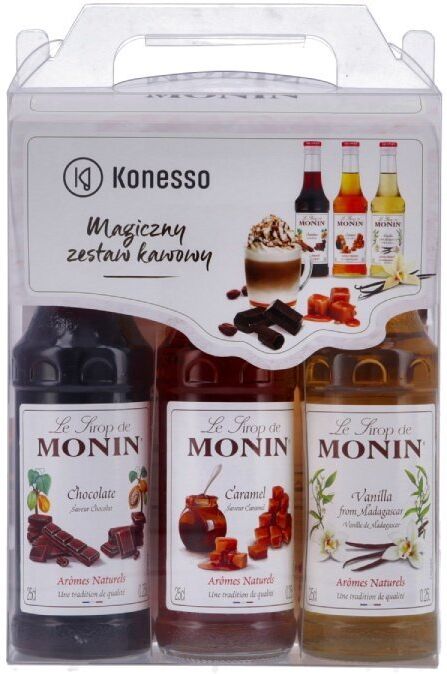 MONIN Zestaw kawowy Konesso Monin 3x250 ml - karmel, czekolada, wanilia