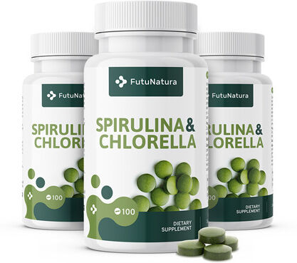 FutuNatura 3x Spirulină Alge + Chlorella, total 300 de tablete