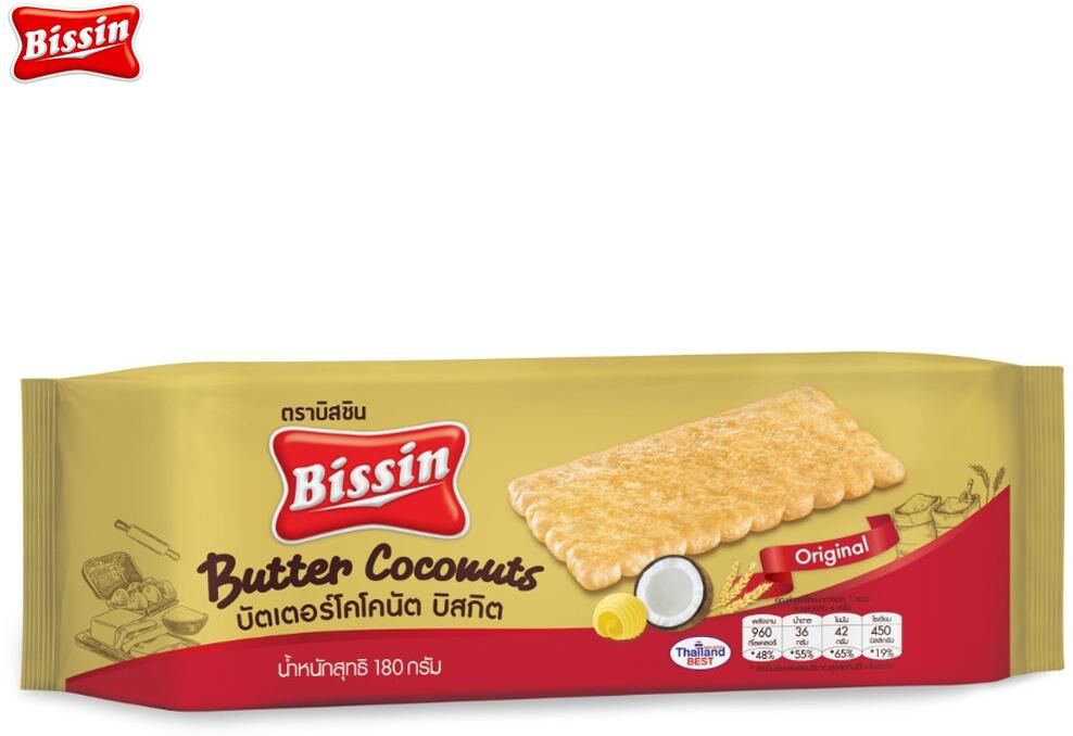 Bissin Butter Coconut Biscuit 180 g 1 st /3 st / 6 st - Thailändskt mellanmål