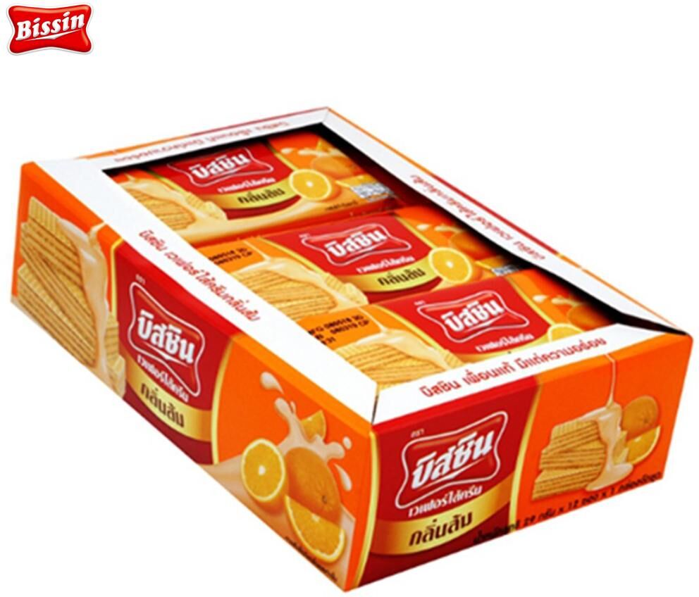 Bissin Orange Wafers 12 Påsar 348 g x 1 st / 3 st - Thai Snack