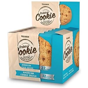 Weider Protein Cookie (12x90g) American Cookie Dough Flavour. Delicious Giant Cookie Plant-based High Protein Content of up to 22g/serving, handy individual packs, for Extra Protein and Energy, Vegan