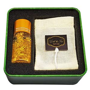 Earl Grey, 2 Tea Bags 100% Cotton with 2.5g Each Approximately and a Glass Bottle with 50mg of 24k Edible Gold Flakes and 10ml of Spring Water. Original for Afternoon Tea. Gold & Tea.