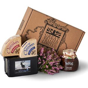 GREAT BRITISH TRADING LIMITED Scottish Cheese Gift Hamper with 1KG 1057 Scottish Cheddar, Chutney and Orkney Thin and Thick Oatcakes Crackers. Scottish Food Gift Box Ideal for Any Occasion from GREAT BRITISH TRADING