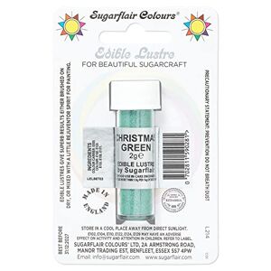 Sugarflair Colours Sugarflair Christmas Green Edible Lustre Dust, Add a Lustrous Shine to Cakes or Decorations. Brush On or Add Rejuvenator to Create Eye-Catching Edible Paint, Gives Shine to Your Bakes - 2g (Pack of 5)