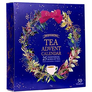 New English Teas Christmas Tea Advent Calendar 2023, 50 Pyramid Teabags, 5 Festive Black Tea, Fruit & Herbal Blends