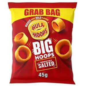 Hula Hoops BIG HOOPS SALTED Grab Bag Crisps 45g Bags, Case of 36 - Bigger Hoop, bold flavour. Bigger than standard sized Hula Hoops - No Artificial Colours or Flavours, Suitable for Vegetarians