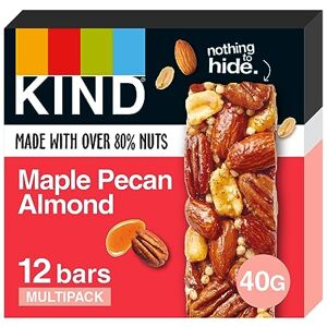 KIND Bars, Gluten Free Snack Bars, Maple Pecan Almond, High Fibre, No Artificial Colours, Flavours or Preservatives, Multipack 12 x 40g