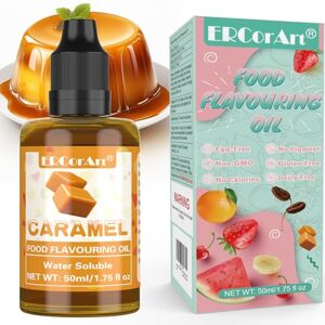 ERCorArt Caramel Food Flavouring Oil - Concentrated Candy Flavouring liquid, Natural Caramel Flavouring for Drinks, Baking, Yoghurt, Cooking, Soap Making, Cosmetics -50ml