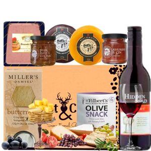 Ant & Chid The Snowdonia Cheese and Red Wine Hamper Set - 2 Award Winning Cheeses, Snowdonia Rhubarb Gin and Pear Cognac Chutneys, Olives, Butter Milk Biscuits - Cheese Gift Set for both Men and Women