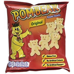 Hula Hoops Pom-Bear ORIGINAL Crisps 19g Packs, Case of 36 - Light and Crispy Bear-Shaped Potato Snacks - Gluten free, No Artificial Colours or Flavours, Suitable for Vegetarians
