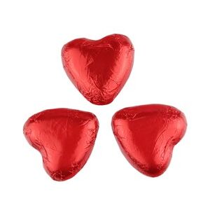 Novelty Cocoa Co. Red chocolate hearts (large) - Bulk box of 100