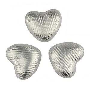 Novelty Cocoa Co. Silver chocolate hearts - Bulk box of 200