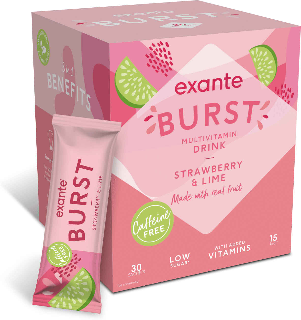 Exante Diet Strawberry & Lime Caffeine Free BURST Box of 30