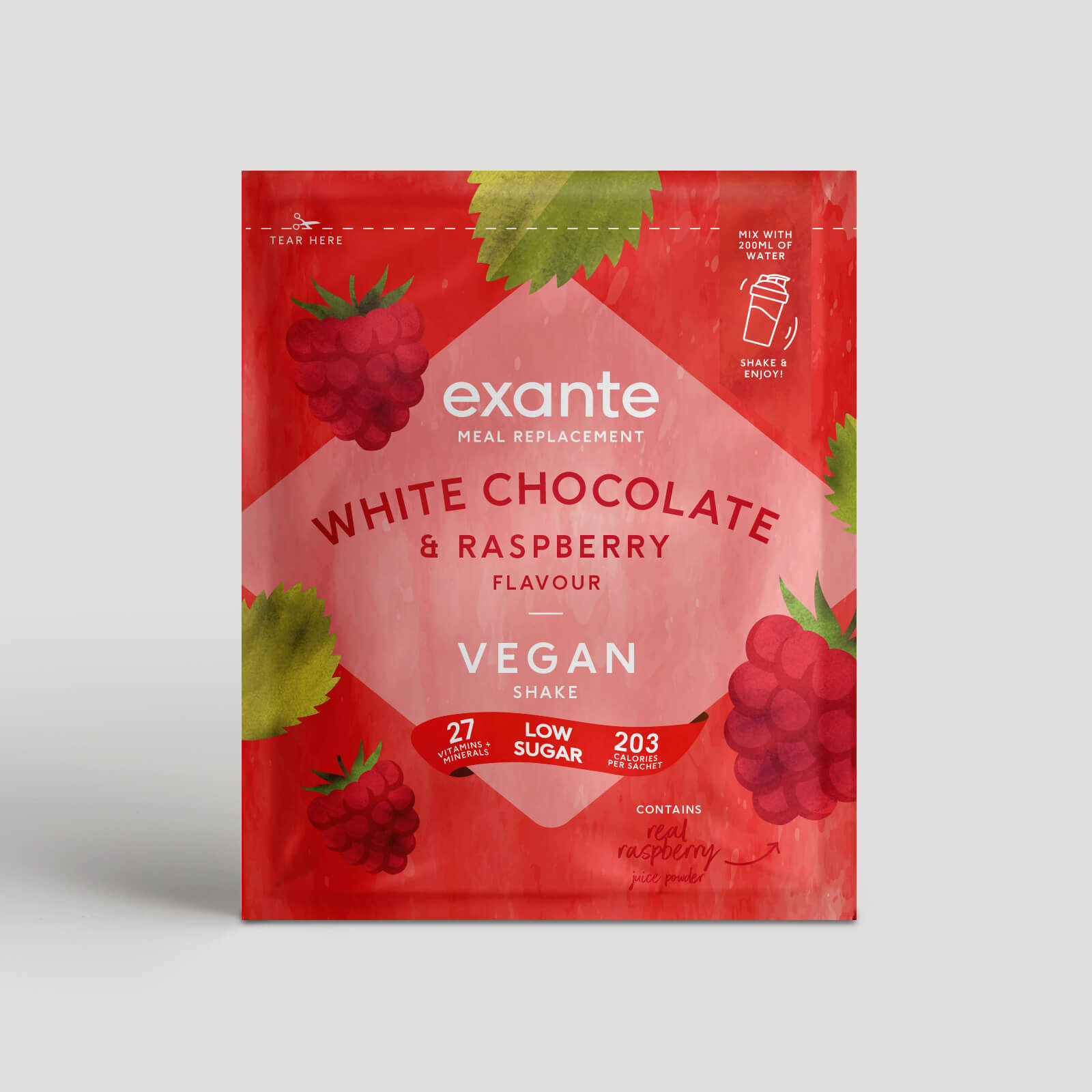 Exante Diet Vegan Meal Replacement White Chocolate and Raspberry Shake
