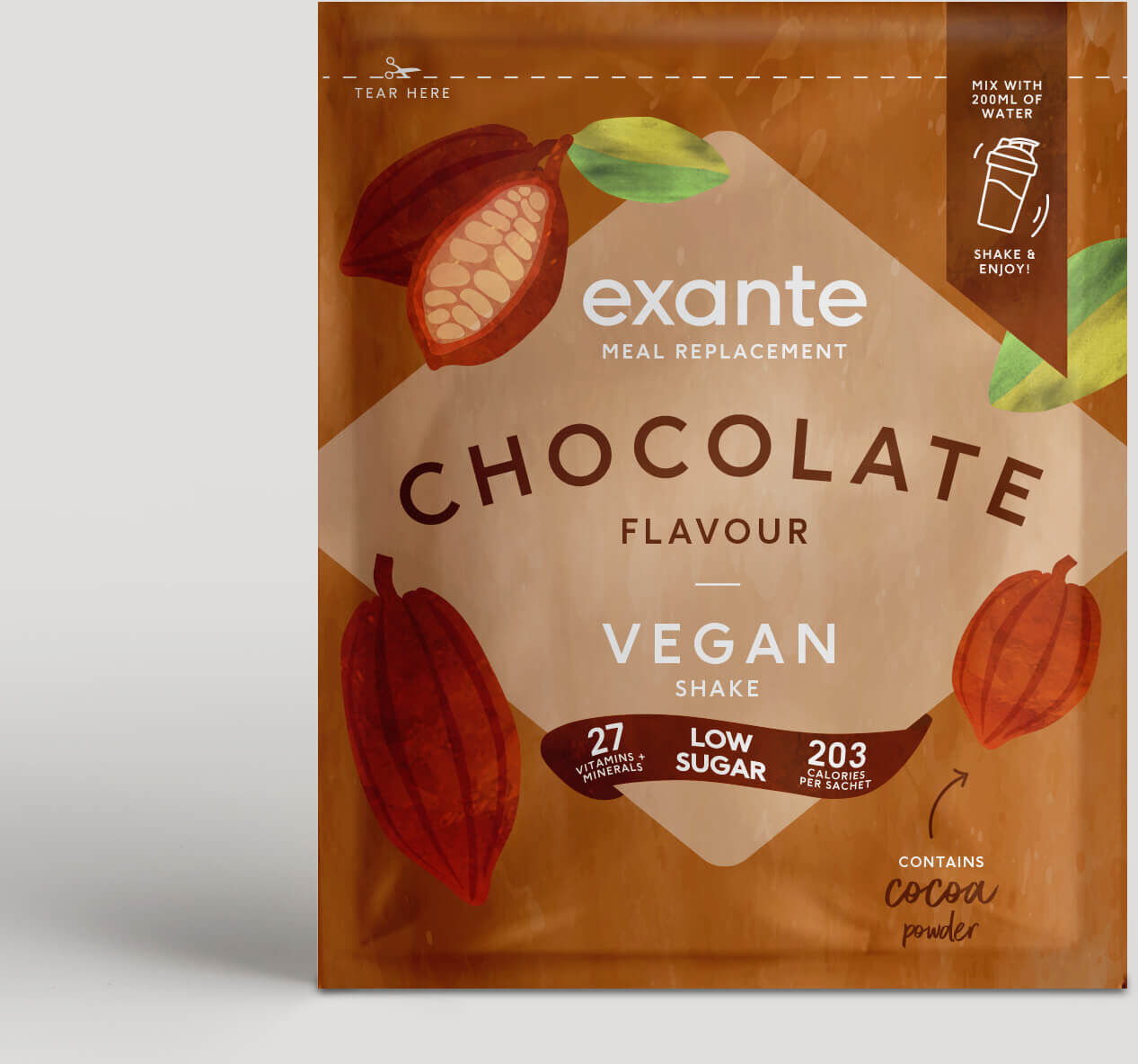 Exante Diet Vegan Meal Replacement Box of 7 Chocolate Shakes