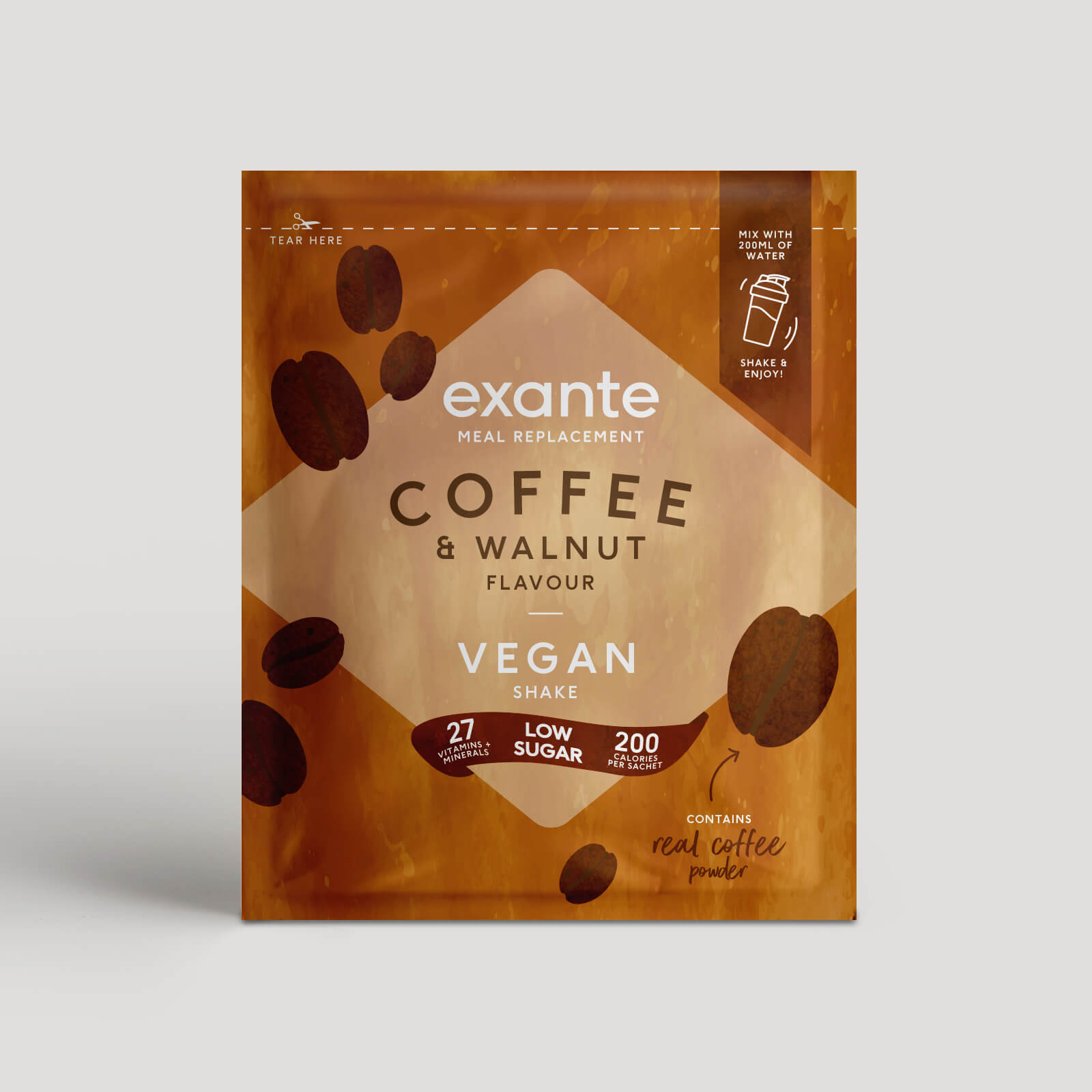 Exante Diet Vegan Meal Replacement Coffee and Walnut Shake