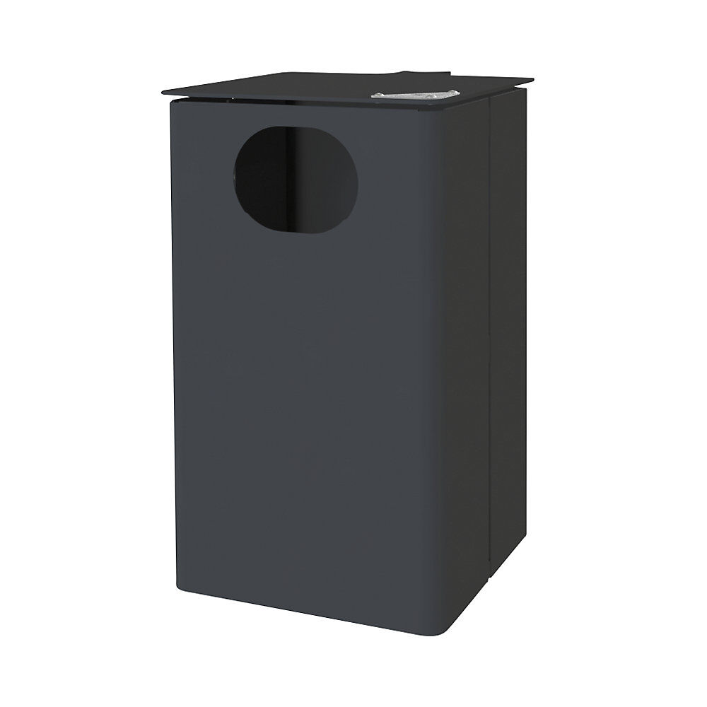 Außen-Abfallbehälter mit Ascher Volumen 35 l, HxBxT 537 x 325 x 388 mm eisenglimmer