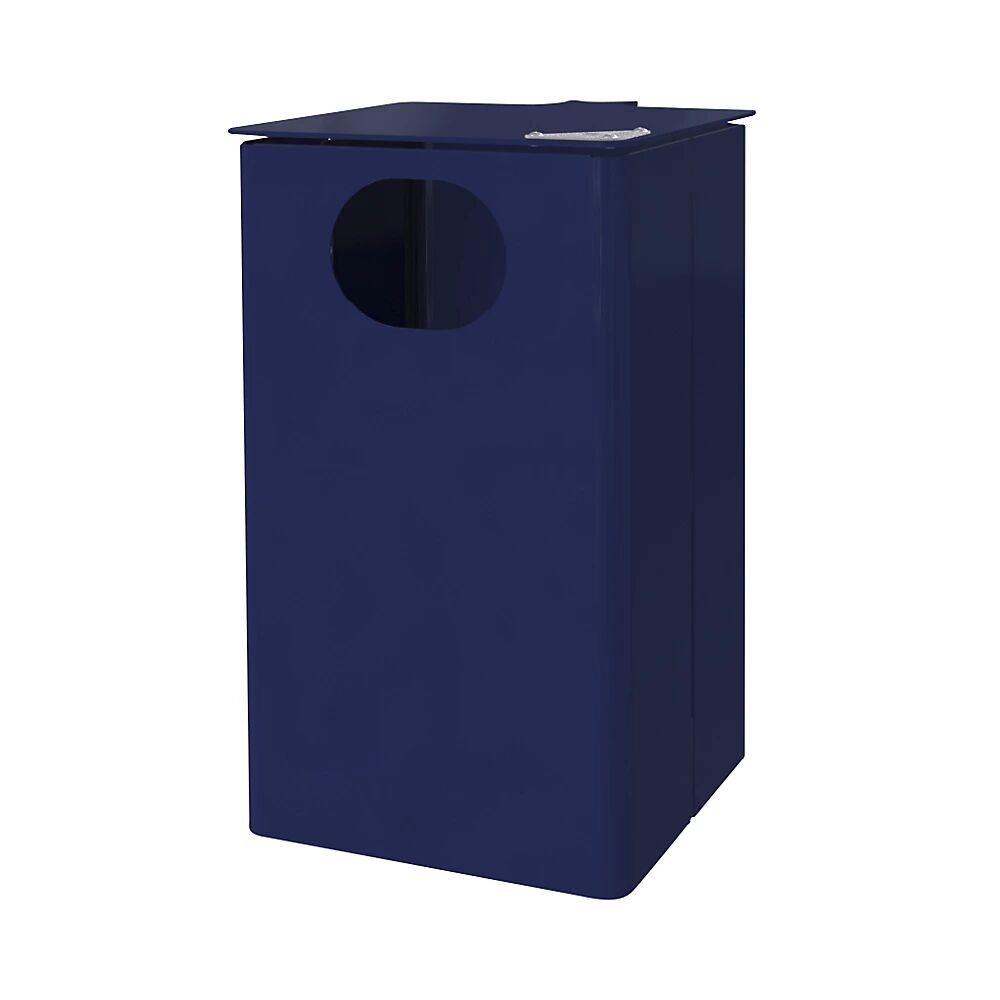 Außen-Abfallbehälter mit Ascher Volumen 35 l, HxBxT 537 x 325 x 388 mm kobaltblau
