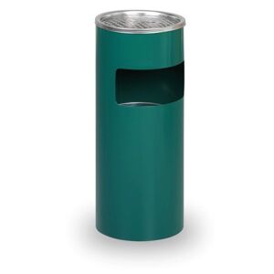 B2B Partner Mülleimer mit Aschenbecher für draußen, 600 x 250 x 250 mm, grün / Edelstahl
