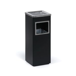 B2B Partner Mülleimer mit Aschenbecher und Innenbehälter für draußen, 11,5 l, schwarz / Edelstahl