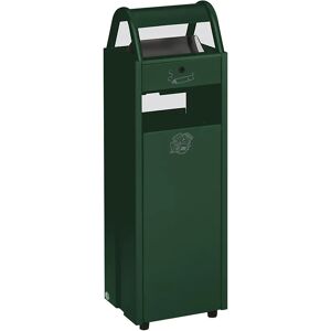 VAR Recipiente para residuos con cenicero, capacidad 35 l, A x H x P 300 x 960 x 250 mm, verde RAL 6005