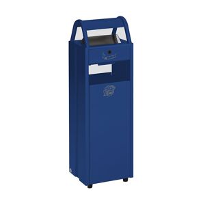VAR Recipiente para residuos con cenicero, capacidad 35 l, A x H x P 300 x 960 x 250 mm, azul RAL 5010